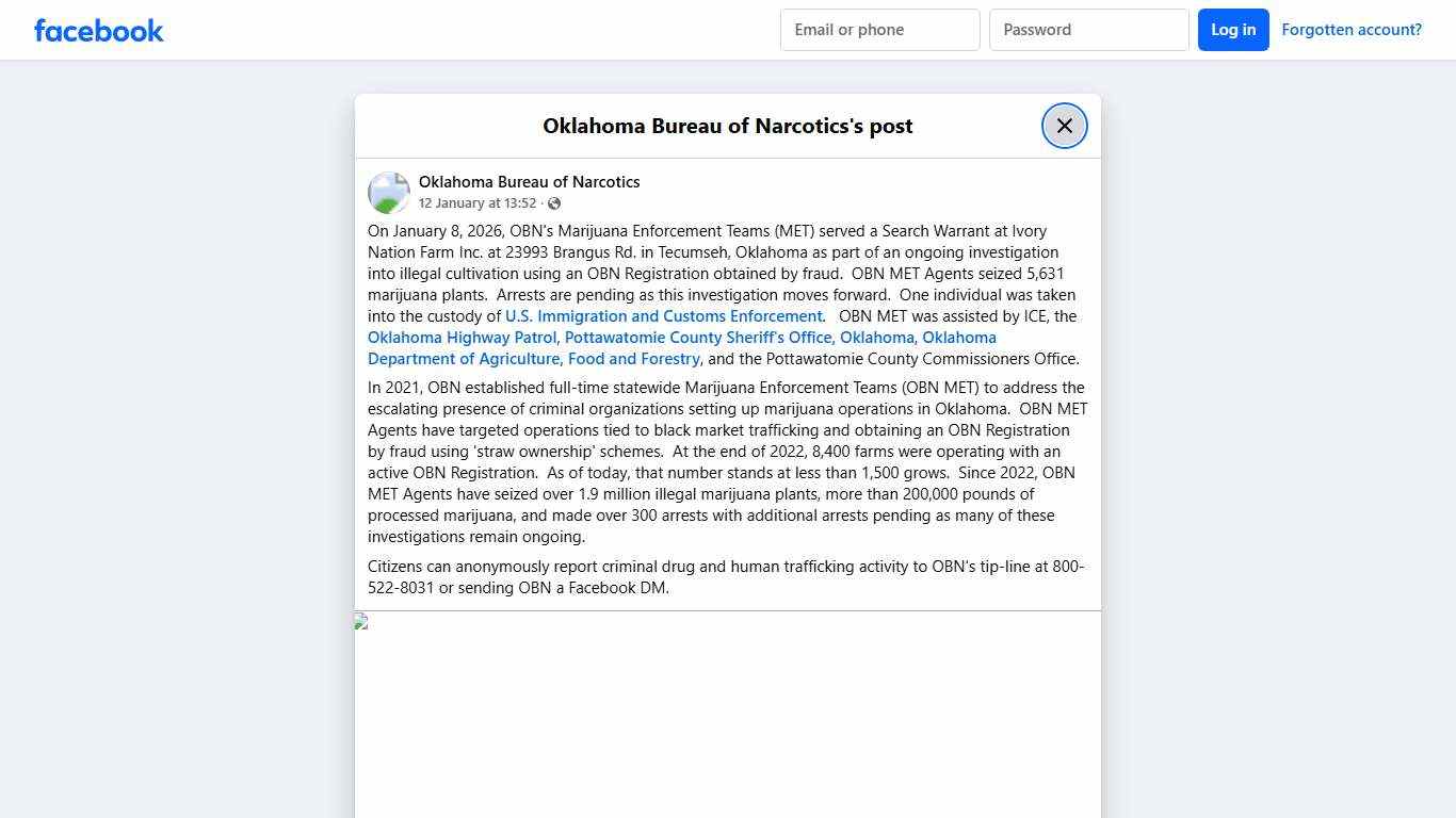 On January 8, 2026, OBN's... - Oklahoma Bureau of Narcotics | Facebook