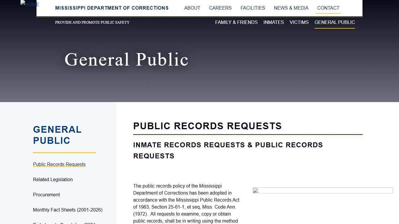 Public Records Requests | Mississippi Department of Corrections