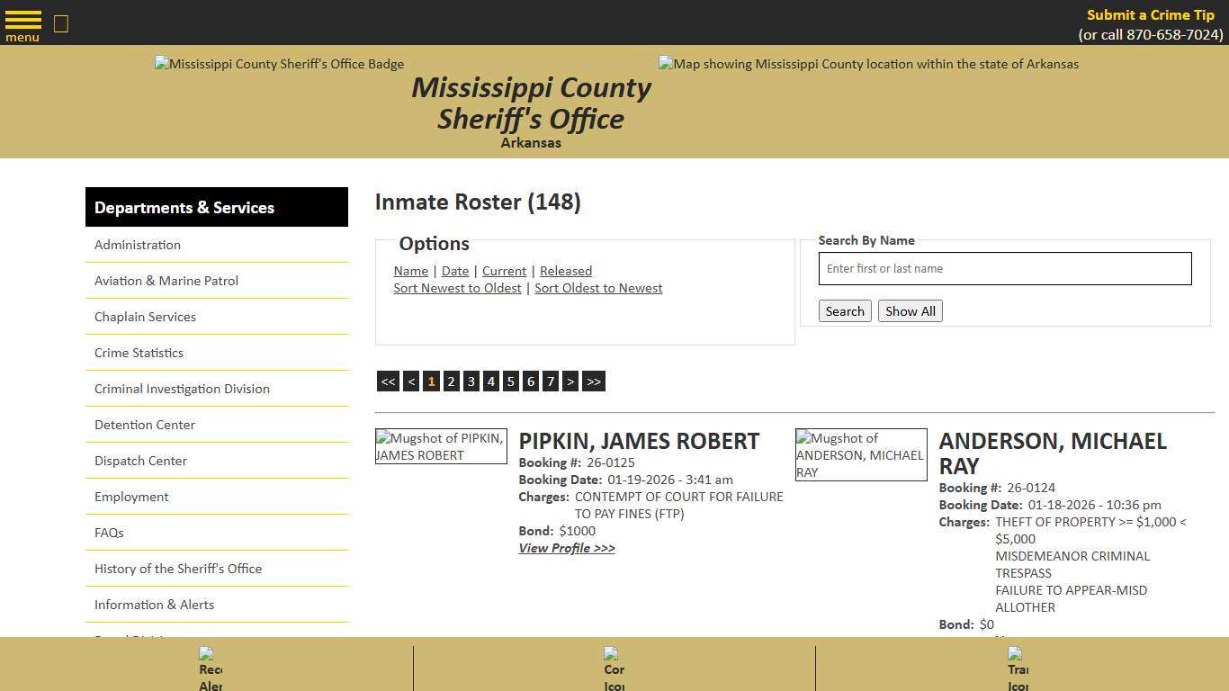 Inmate Roster - Current Inmates Booking Date Descending - Mississippi County AR Sheriff